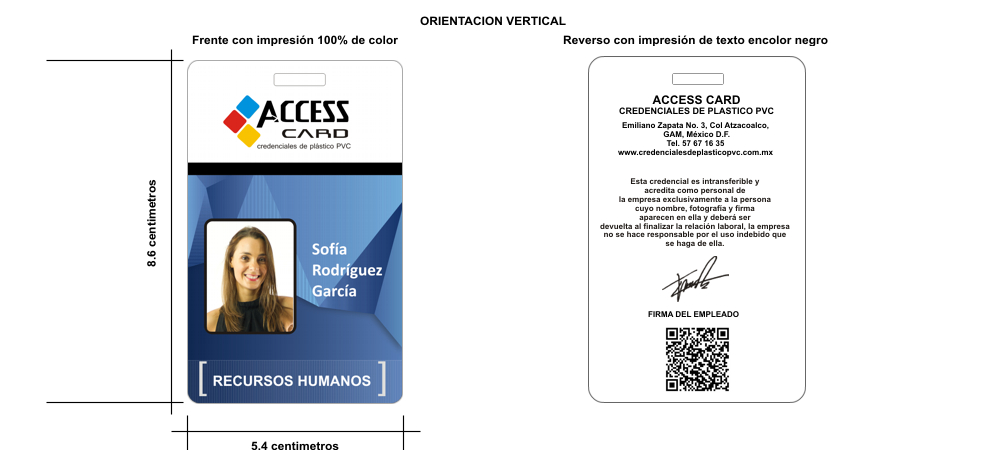 Ejemplo de credenciales de plastico